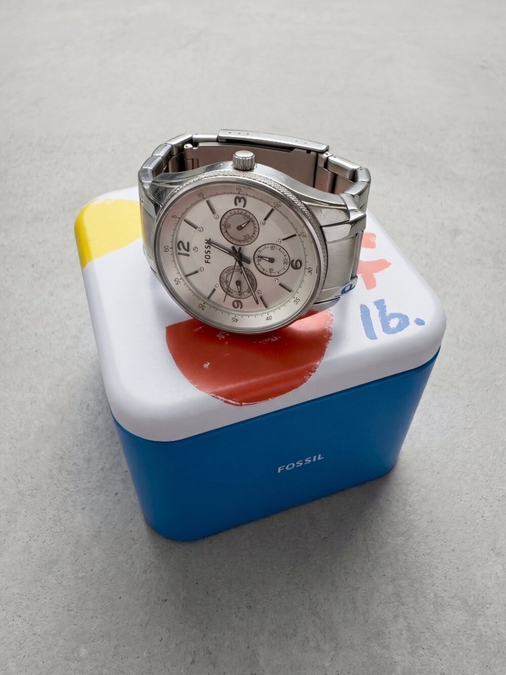 Fossil Men's Decker Stainless Steel Chronograph Watch Silver White Dial CH2600